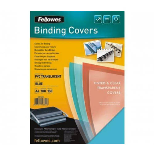 Fellowes binding cover clear 180 mic a4, 100 pcs