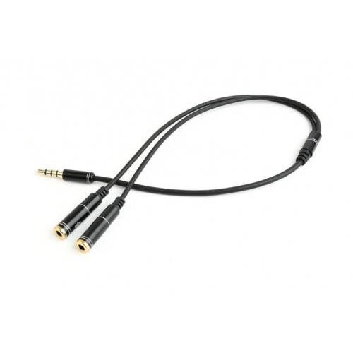 Gembird cablu audio gembird splitter stereo (1 x 3.5 mm jack t la 2 x 3.5 mm jack m), 20cm, negru cca-417m