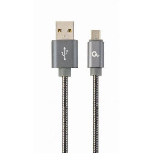 Gembird cablu de date gembird premium spiral metal, usb - micro usb, 1m, gri