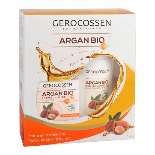 Gerocossen caseta cadou 35+: crema antirid riduri fine si lapte demachiant argan bio