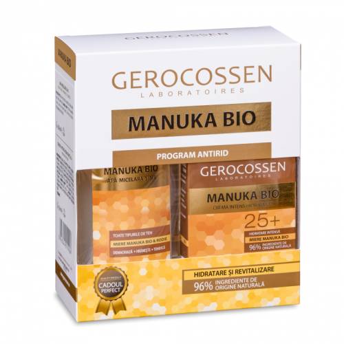 Gerocossen caseta cadou manuka bio - crema intens hidratanta 25+ si apa micelara