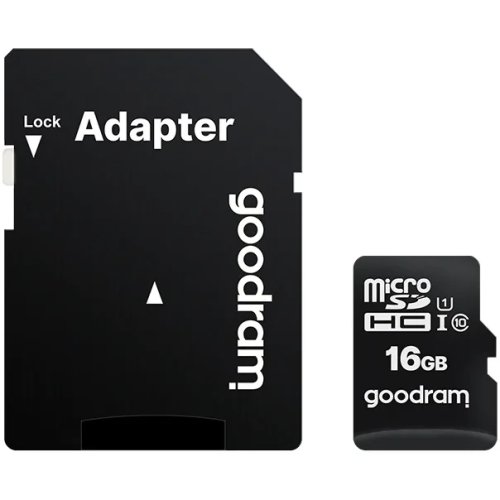 Goodram card de memorie microsd goodram 16gb,uhs i,cls 10 + adaptor, m1aa-0160r12