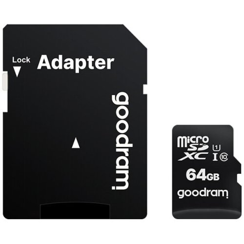 Goodram card de memorie microsd goodram m1aa 64gb clasa 10 uhs-i + adaptor sd, m1aa-0640r12