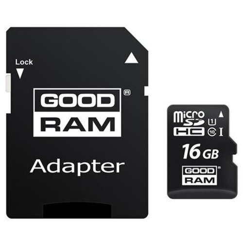 Goodram memorie card goodram micro sdhc uhs-i, 16gb, clasa 10 + adaptor