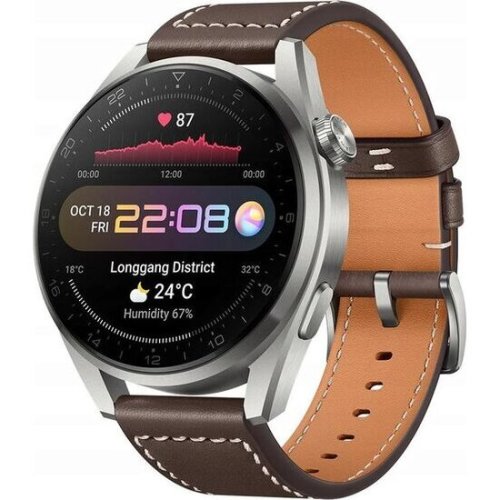 Huawei smartwatch huawei watch 3 pro 1.43inch amoled gps nfc brown leather