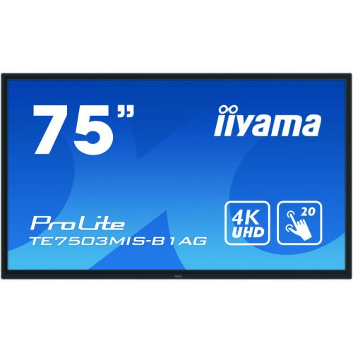 Iiyama monitor tactil iiyama prolite te7503mis-b1ag 75 4k, antiglare, iiware(andorid), slotpc, wifi