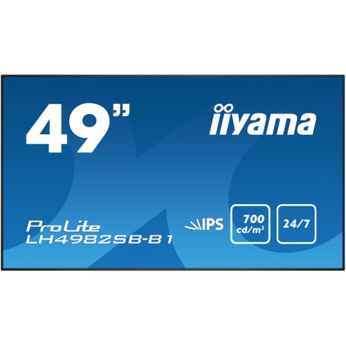 Iiyama monitor ultra-subtire iiyama, prolite lh4982sb-b1, led, 24/7, ips, opc, lan, 49''