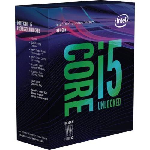 Intel procesor intel core i5-8500, bx80684i58500, 3.0 ghz, 6 cores, lga1151, 64-bit, 9mb, intel® uhd graphics 630, cpu cooler: yes