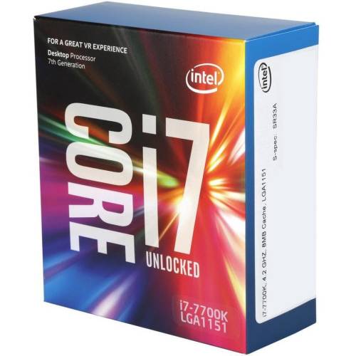 Intel procesor intel core i7-7700k 4.2ghz quad-core, bx80677i77700k, lga1151, 64-bit, 4 nuclee, 4.2ghz/4.5ghz, 8mb, intel hd graphics 630, 91w, cpu cooler: no