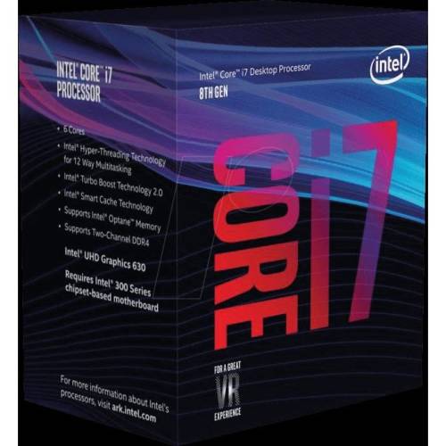 Intel procesor intel core i7-8700, bx80684i78700, 3.7ghz, 6 cores, lga1151, 64-bit, 6 nuclee, 3.20ghz/4.60ghz, 12mb, intel hd graphics 630, cpu cooler: yes