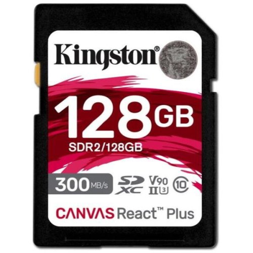 Kingston card de memorie kingston canvas react plus sdxc, 128gb, uhs-ii u3, clasa 10, v90