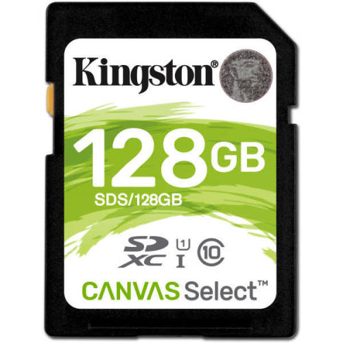 Kingston card de memorie kingston canvas select sdxc 128gb class 10 uhs-i (80/10)