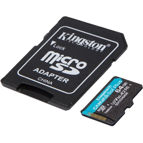 Kingston card de memorie microsd kingston canvas go plus, 64gb, clasa 10, uhs-i, adaptor inclus