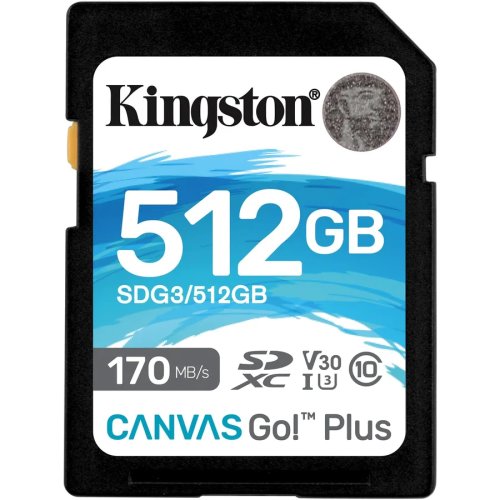 Kingston card de memorie sd kingston canvas go plus, 512gb, clasa 10, uhs-i, adaptor inclus