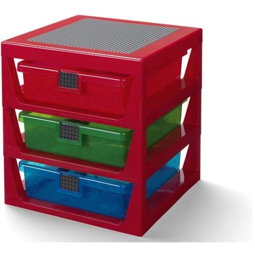 Lego® organizator cu 3 sertare lego storage 40950001, rosu