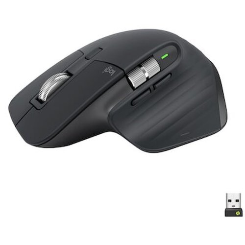 Logitech mouse wireless logitech mx master 3s performance, 8000 dpi, silent, usb, bt, graphite