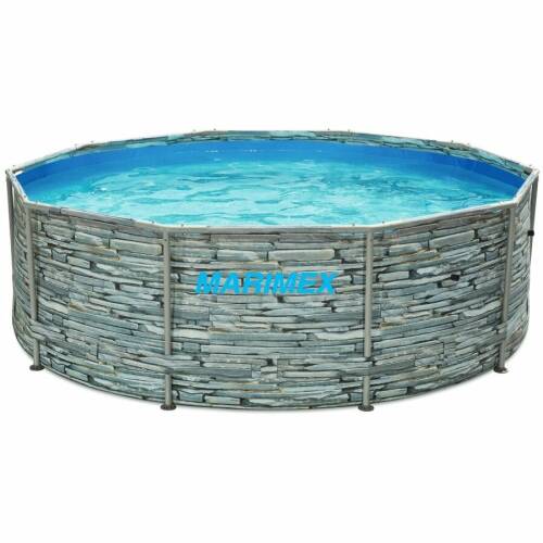 Marimex piscina cu cadru metalic florida, 305 x 91 cm, rotunda, design piatra