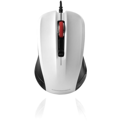 Modecom mouse optic modecom, usb, 1600 dpi, alb/negru