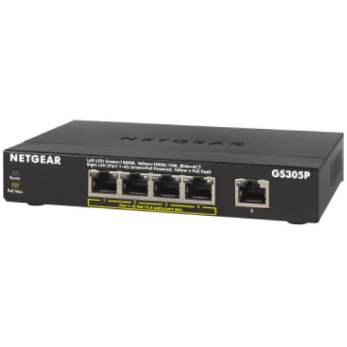 Netgear netgear gs305pv2 fara management gigabit ethernet (10/100/1000) power over ethernet (poe)