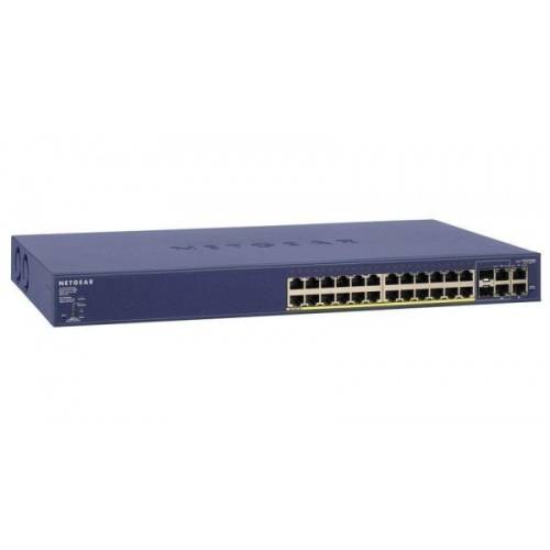 Netgear switch netgear fs728tp, cu management, cu poe, 24x100mbps-rj45 (poe) + 4x100/1000mbps-rj45 (sau 2xsfp)