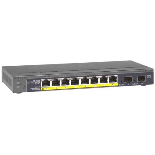 Netgear switch netgear gs110tp, cu management, cu poe, 8x100/1000mbps-rj45 (poe) + 2xsfp