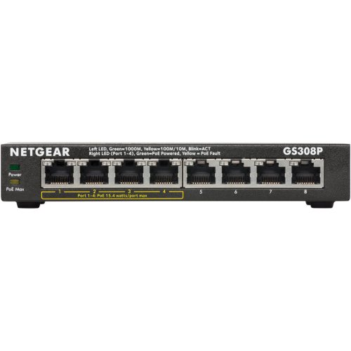 Netgear switch netgear soho gs308p, 8 x 10/100/1000, gigabit