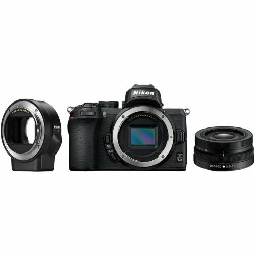 Nikon aparat foto nikon z50 (cu obiectiv 16-50mm vr )+adapter ftz negru