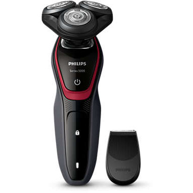 Philips aparat de barbierit philips shaver s5130/06, fara fir, dry, 40 minute, li-ion, gri/rosu