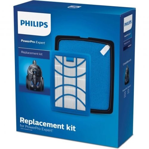 Philips kit de schimb fc8003/01 pentru filtrul antialergic h13 compatibil cu gama philips powerpro expert, filtru de evacuare, filtru de admisie lavabil