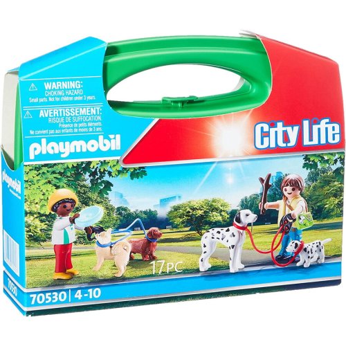 Playmobil playmobil city life - set portabil, la plimbare cu catelusii