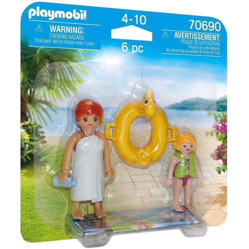 Playmobil playmobil family fun - tropical water park, set 2 figurine mama si copilul la inot