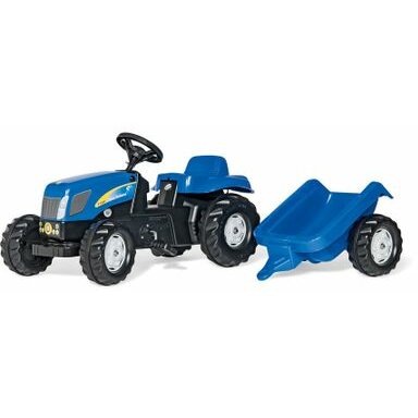Rolly toys tractor cu pedale rolly kid new holland t 7040 cu remorcă