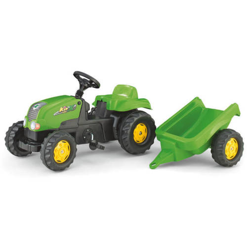 Rolly toys tractor cu pedale rolly kid-x, cu remorcă