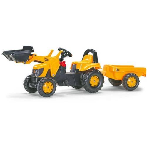 Rolly toys tractor cu pedale și cupă rolly kid jcb, cu remorcă