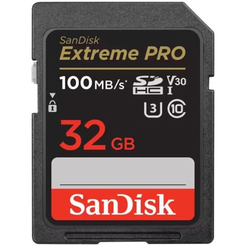 Sandisk card de memorie sandisk extreme pro 32gb sdhc pana la 100mb/s & 90mb/s read/write speeds, uhs-i, class 10, u3, v30