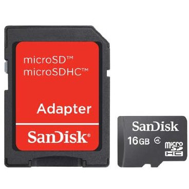 Sandisk card sandisk microsdhc 16gb class 4 cu adaptor sd