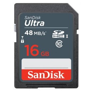 Sandisk memory card sandisk ultra sdhc 16gb cl10 uhs1, up to 48mbs