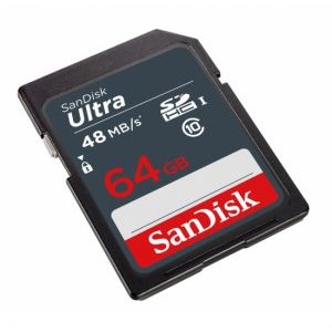 Sandisk memory card sandisk ultra sdhc 64gb cl10 uhs1, up to 48mbs