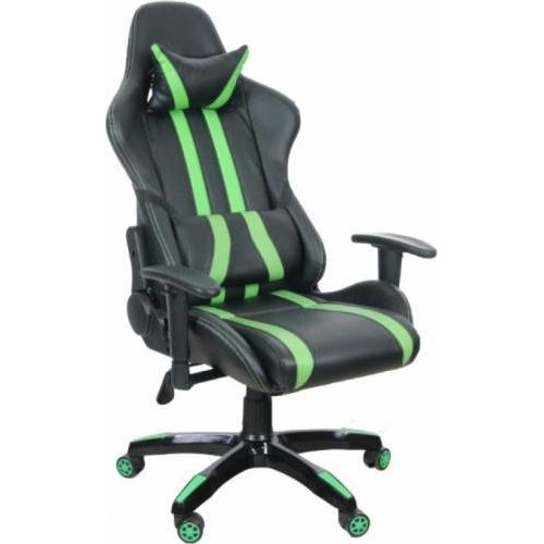 Spacer scaun gaming. gr168, imitatie piele, black   green, brate ajustabile, greutate max. 120kg, dimensiuni 69.5*77.5*126~132cm sp-gc-gr168