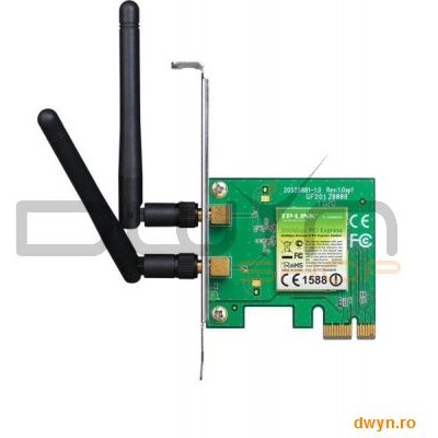 Tp-link placa retea wireless pcie 300mbps 2t2r, 2 antene detasabile