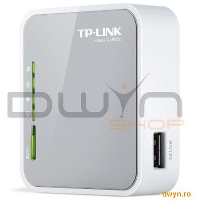 Tp-link router wireless 3g 150mbps, portabil, compatibil umts/hspa/evdo 3g usb modem, 2.4ghz, 802.11n/g/b, 1