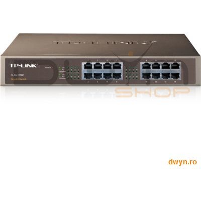 Tp-link tp-link 16-port gigabit desktop/rackmount switch, 16 10/100/1000m rj45 ports, metal case
