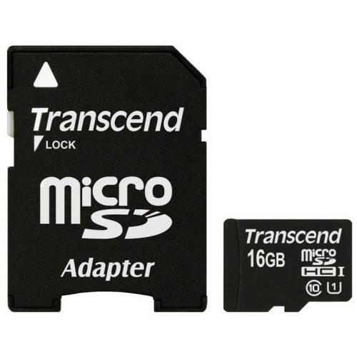 Transcend card memorie transcend micro sdhc 16gb + adaptor sd