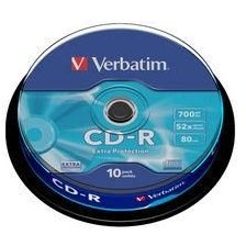 Verbatim blank cd-r verbatim datalife 52x 700mb 10pk spindle extra protection 43437