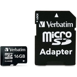 Verbatim verbatim 16gb micro sd (hc) class 10 with adaptor