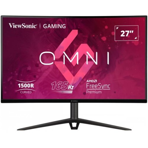 Viewsonic monitor gaming curbat viewsonic vx2718-2kpc-mhdj 27, qhd, va frameless, 165hz, 1ms mprt, 2 hdmi, displayport, boxe, adaptive sync, negru