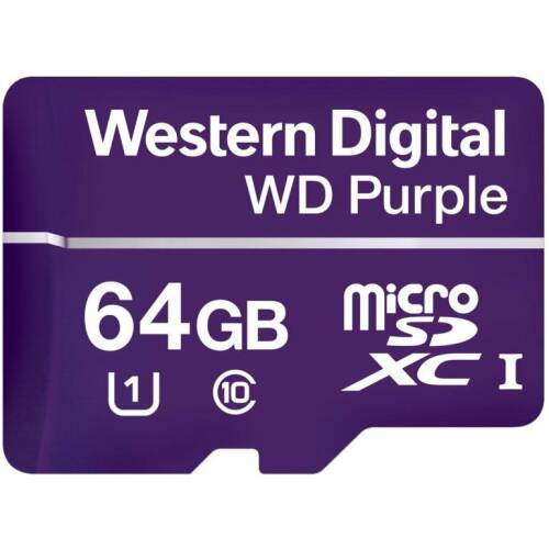 Western digital micro secure digital card western digital, 64gb, clasa 10, purple, fara adaptor