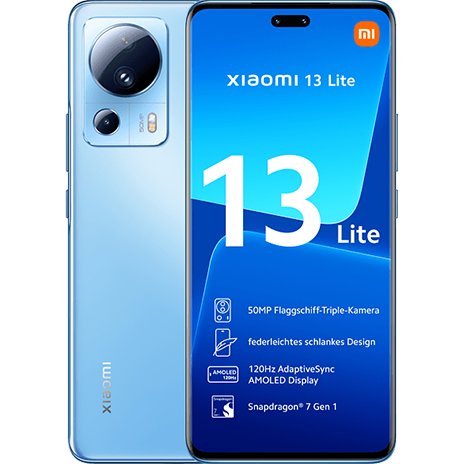 Xiaomi telefon mobil xiaomi 13 lite, procesor octa-core qualcomm sm7450-ab snapdragon 7 gen 1, amoled touchscreen 6.55, 8gb ram, 256gb flash, camera tripla 50+8+2mp, wi-fi, 5g, dual sim, android, albastru