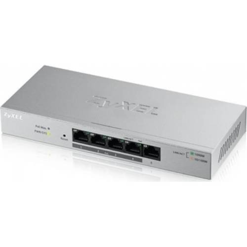 Zyxel zyxel gs1200-5hp 5-port gbe web smart metal switch, 4x poe 802.3at, 60w, fanless