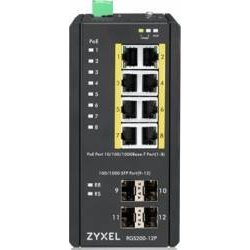 Zyxel zyxel rgs200-12p industrial switch 8x gbe+4x sfp, poe din rail/wall mount, ip30